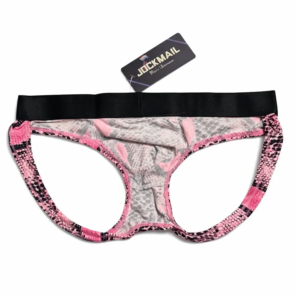 Jockmail Medium (27-30)‎ Pink Snakeskin Backless Brief Jockstrap JM318 New
